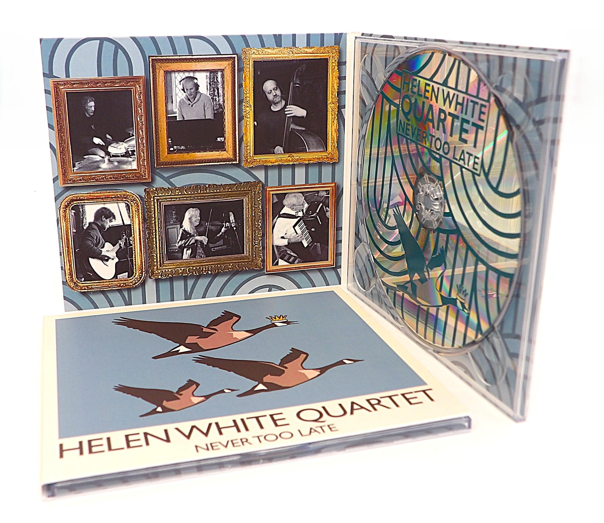 4 panel CD digipack by Alpha Duplication for 'Never Too Late' by Helen White Quartet.