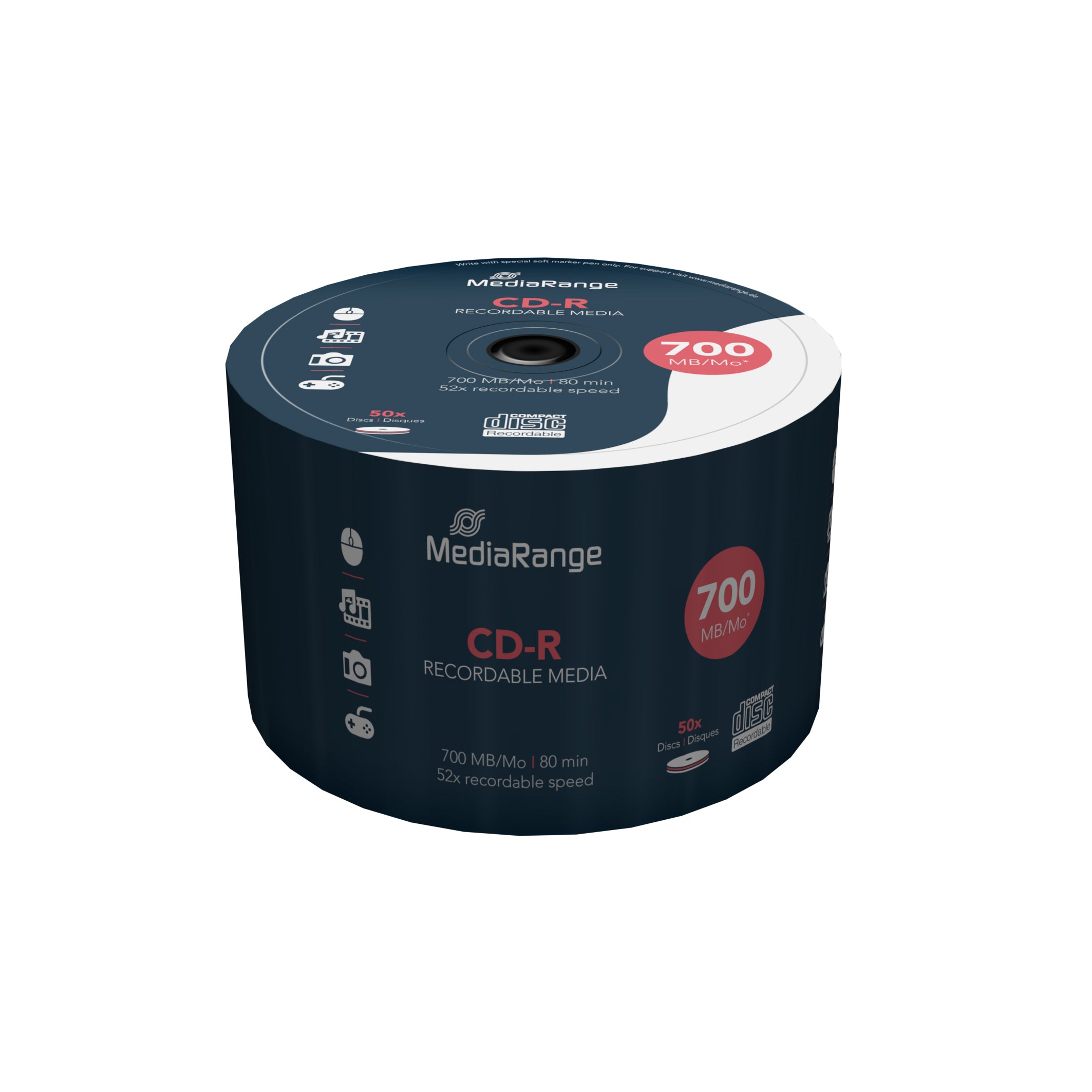 MR207 MediaRange CD-R 700MB, 80min, 52x speed, 50-Pack
