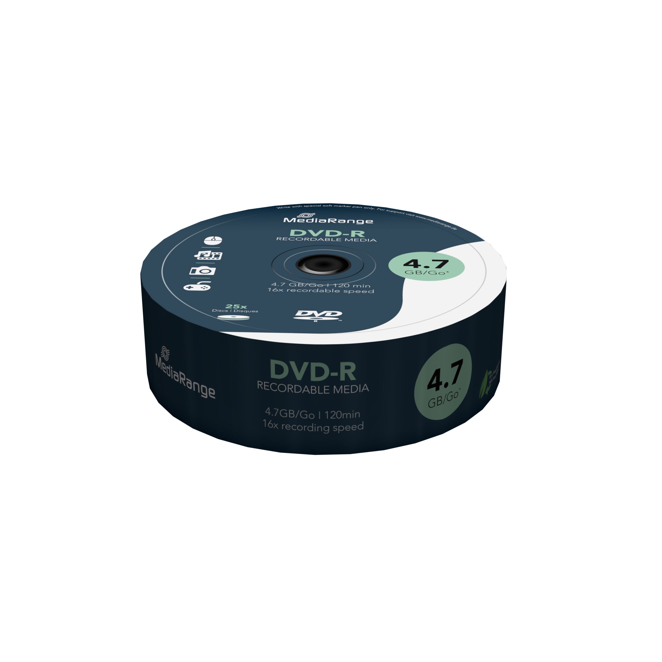 MR403  MediaRange DVD-R 4.7GB, 120min, 16x speed, 25-Pack