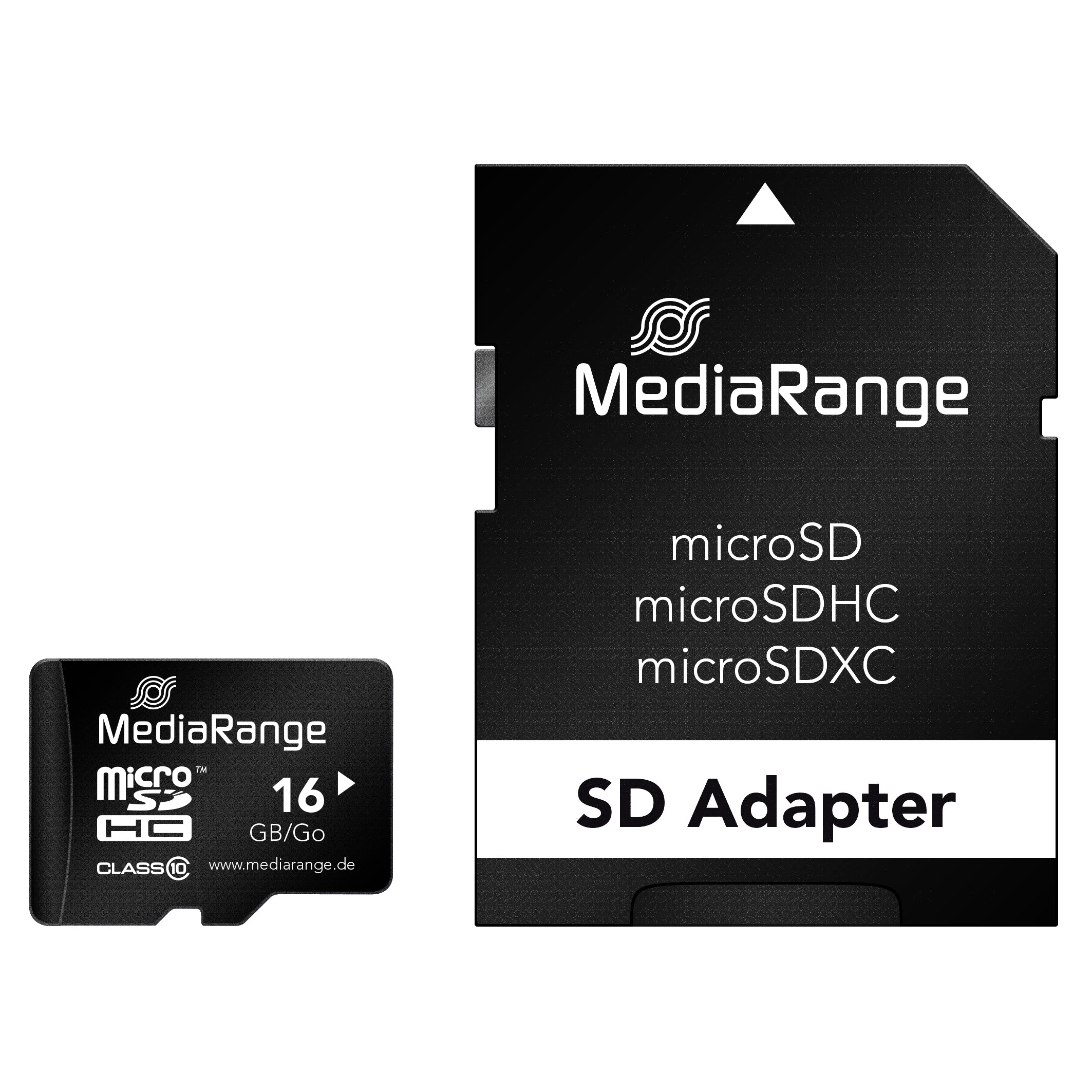MR958 MediaRange microSDHC™ Memory Card with SD Adapter, Class 10, 16GB