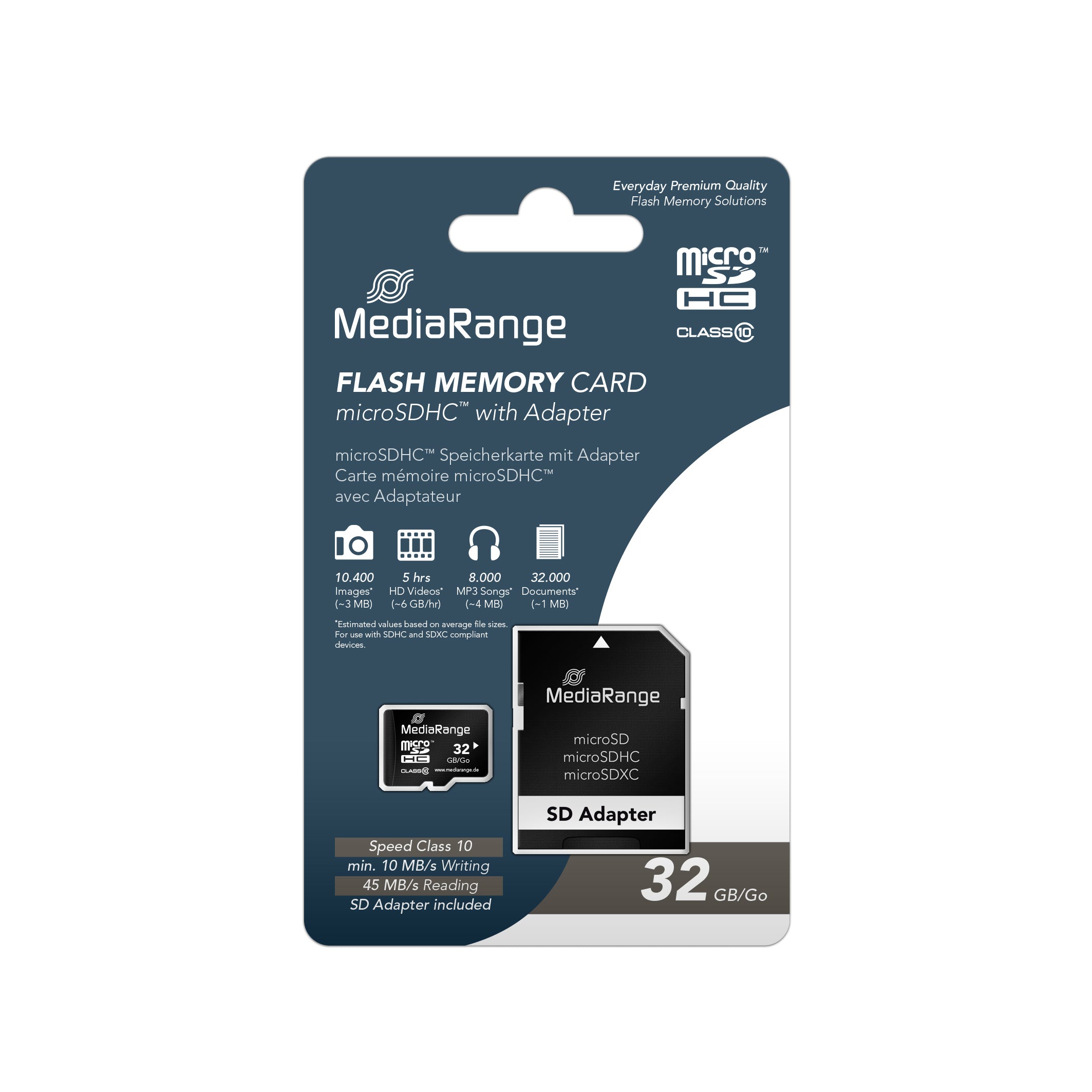 MR959 MediaRange microSDHC™ Memory Card with SD Adapter, Class 10, 32GB