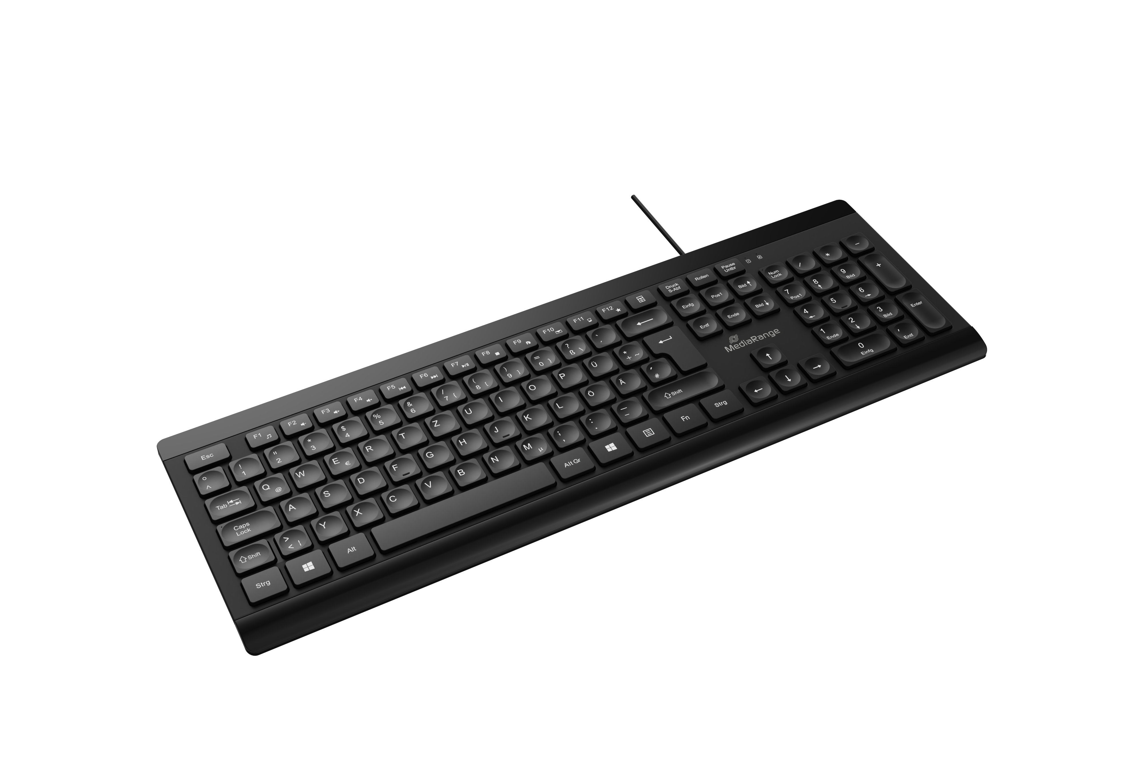 MROS101 MediaRange Wired Keyboard, QWERTY (UK), Full-Size with Numeric Keypad & Function Keys, 1.5m Cable, Black