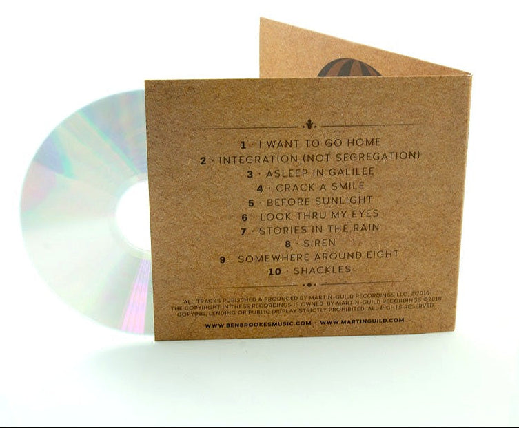 Ben Brookes 4 Panel Kraft CD Digisleeve packaging from Alpha Duplication rear view