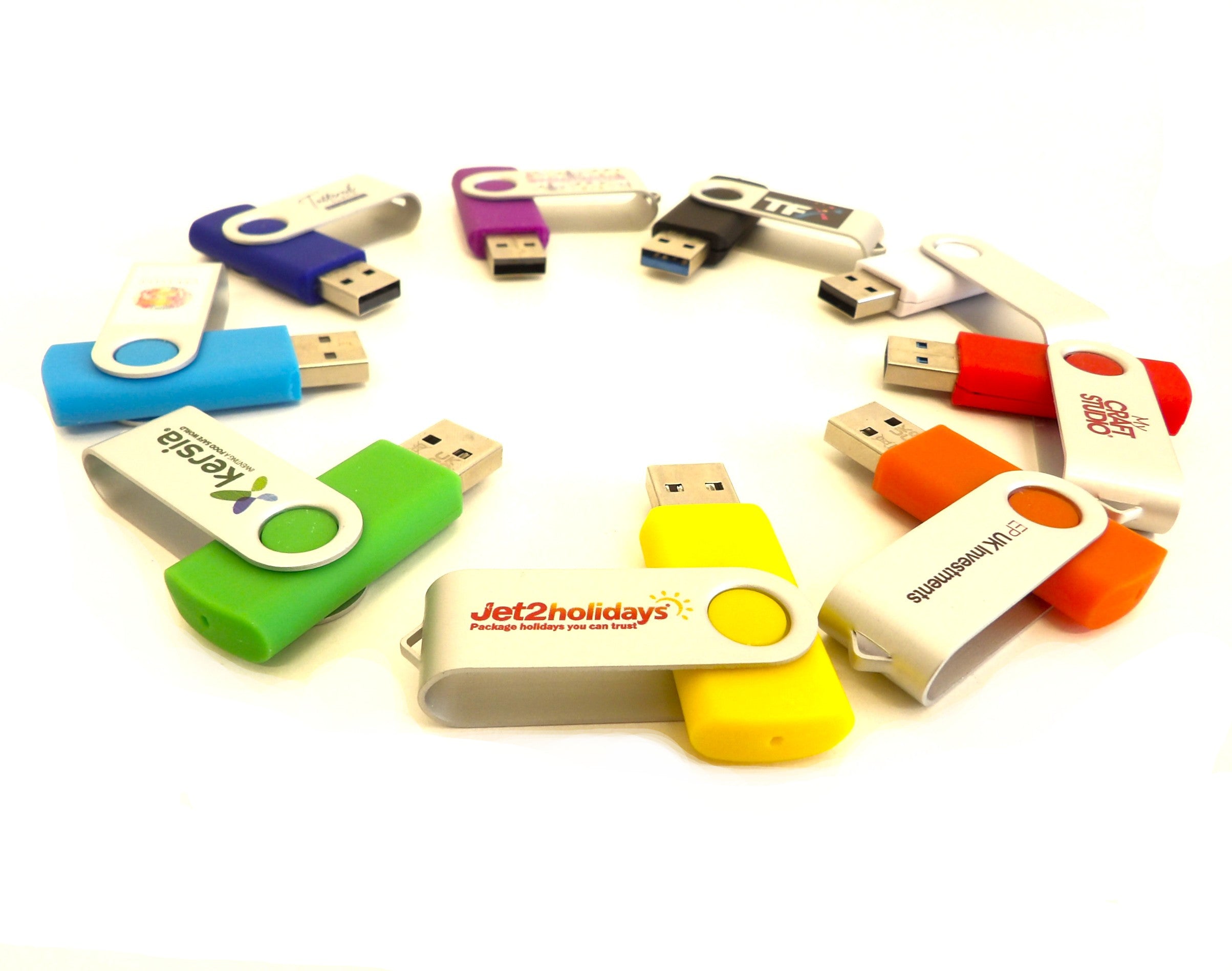 Colourful custom printed USB Twister Drives
